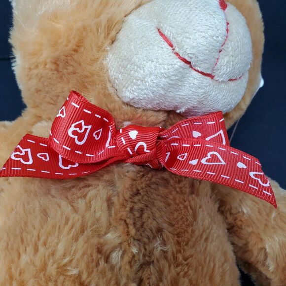 Dan Dee Teddy Bear 13" Plush Stuffed Animal Brown Valentine's Day Red Hearts - Picture 8 of 8